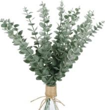 Funarty 15 Pcs 18 Inch Tall Artificial Plants Artificial Eucalyptus Branches Bulk Wedding Table