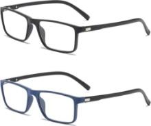 MMOWW 2 Pack Lightweight Reading Glasses for Mens Womens - Anti Blue with Clear Lens +1.0