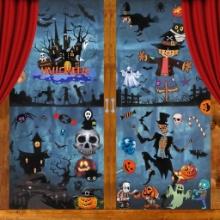 Oledank 9Sheets Halloween Decoration Stickers, 120 PCS Halloween Pumpkin Ghost Skull Window Clings