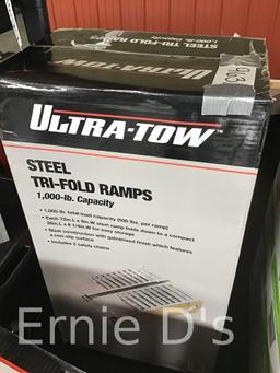 New/Unused Ultra-Tow Steel 72"x9" Tri Fold Ramps, 1000 lb Cap