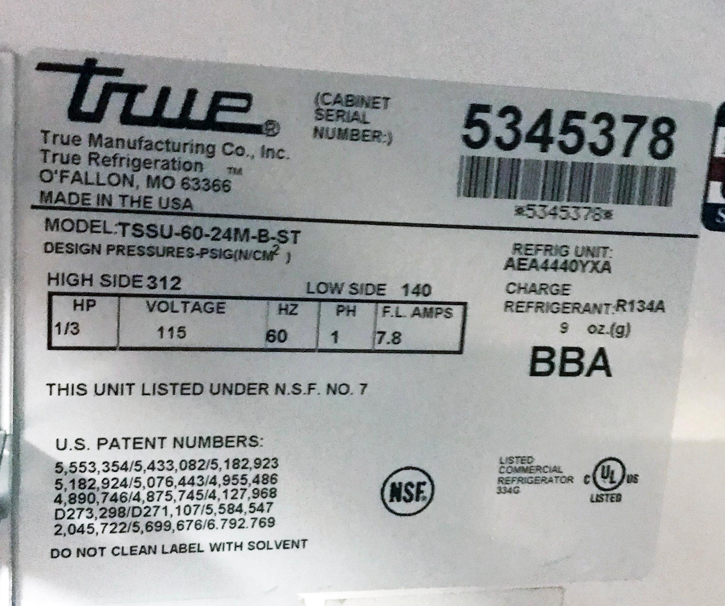 True TSSU-60-24M-B-ST