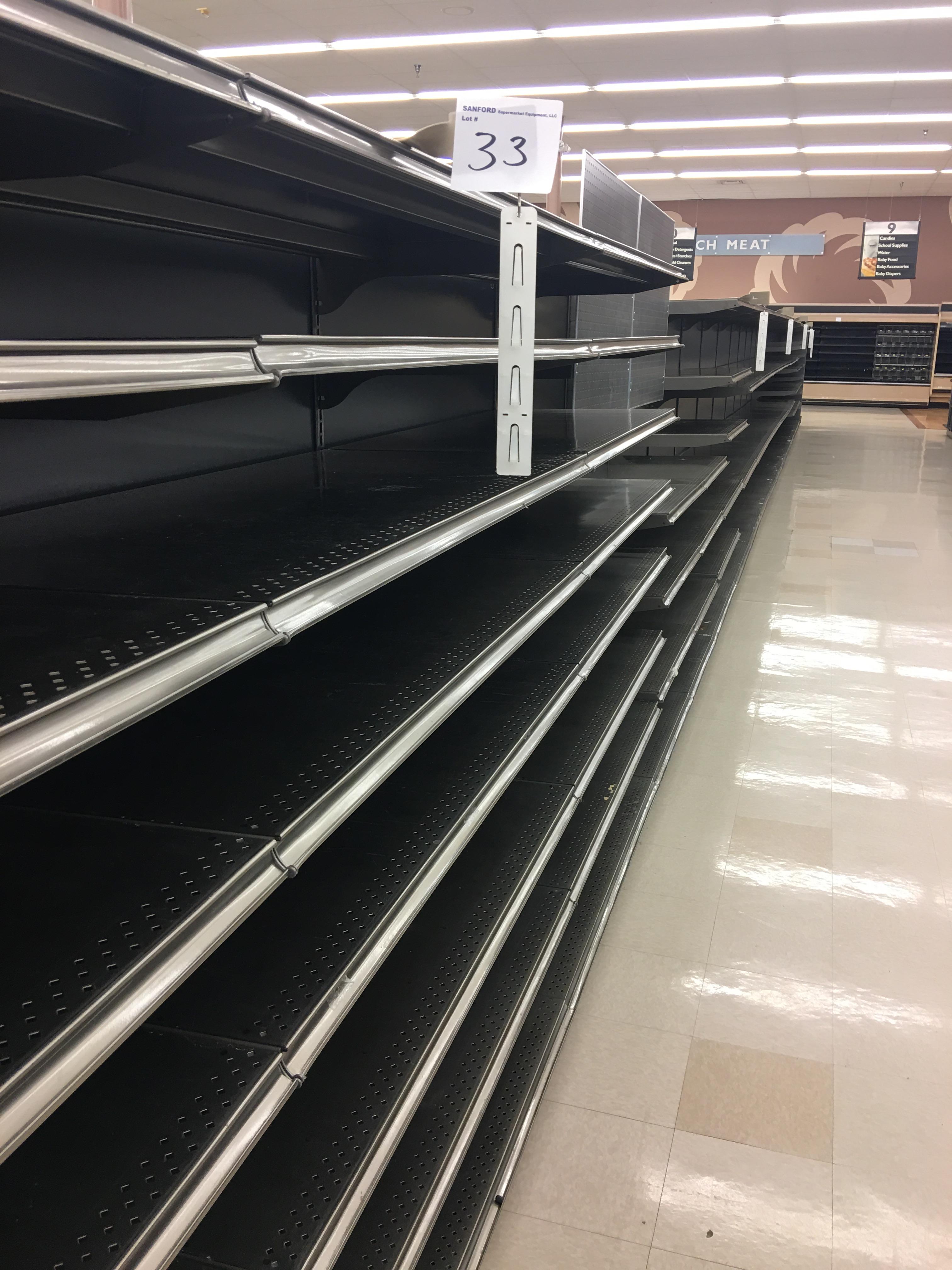 65' Kent Gondola shelving. 66" high.  Base 22"/24".  Shelves 22" & 24"