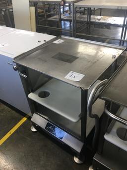 Stainless steel slicer stand on casters