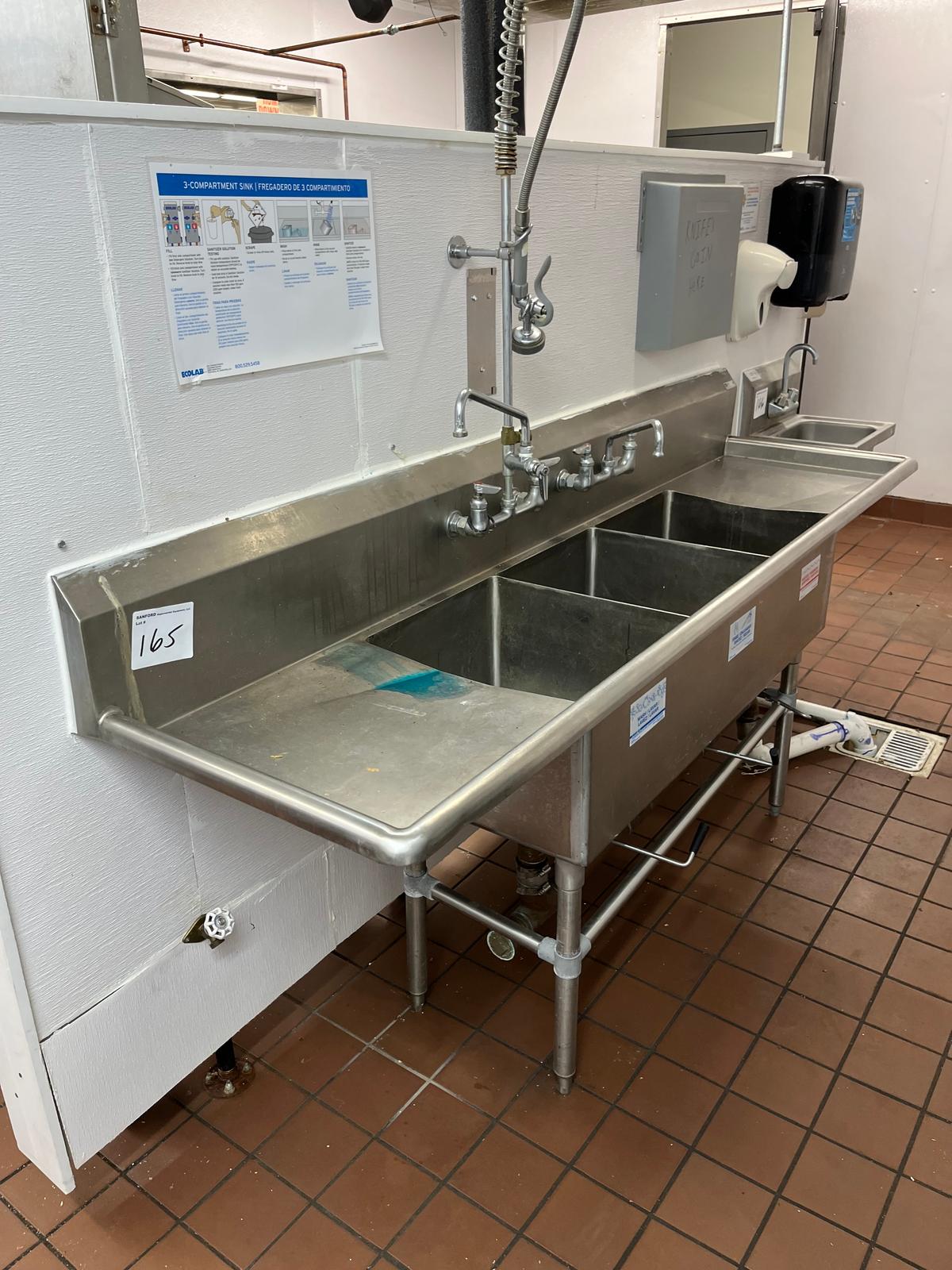 7' Three bay sink