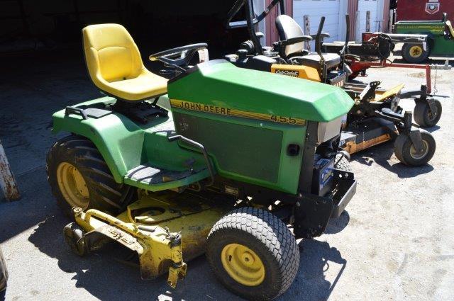 JD 455 LAWN TRACTOR, 1,400 HRS, 60" DECK, DIESEL