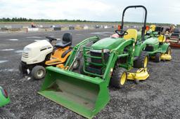 JD 2305 compact tractor w/ 200CX loader and 62'' desk, 4wd, 3pt, PTO, deise