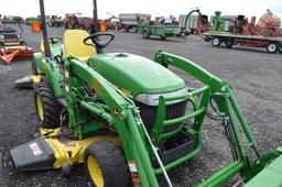 JD 2305 compact tractor w/ 200CX loader and 62'' desk, 4wd, 3pt, PTO, deise
