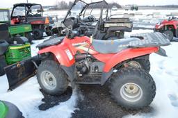 Kawasaki 400 4wheeler w/ front blade, 4wd, automatic, 1,290 hrs