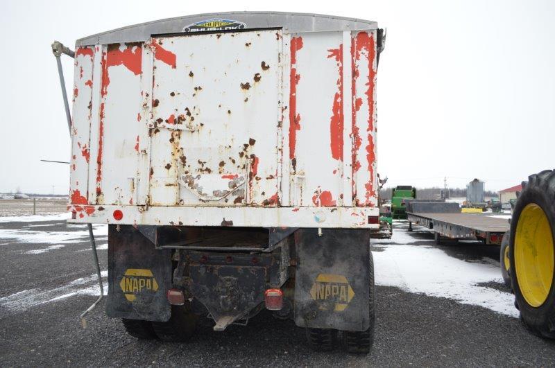 '75 GMC tandem axle grain truck, V8 gas engine, 18' dump box w/ Shure lock