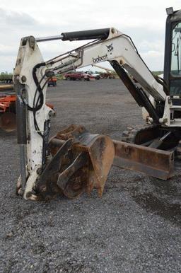 Bobcat 331 Ingersoll Rand mini excavator w/ 24" rubber tracks, cab w/ air/heat, 60" front blade, sel