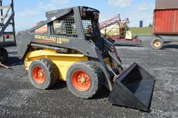 '03 NH LS180 skid loader w/ 4,000 hrs, 2 speed, sells w/ new 72" material bucket