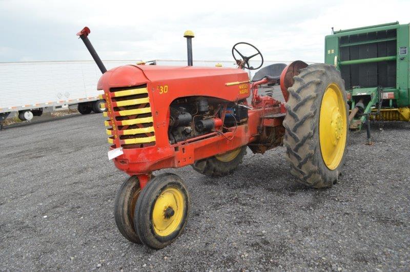 Massey Harris 30 tractor w/ narrow front, tricycle tires, 540 pto, 5 speed, 13.6-38 rear tires (new