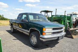 '97 Chevy Silverado 1500 pickup truck w/ 112,828 miles, extended cab, gas, (title) vin# 1GCEK19R3VE1