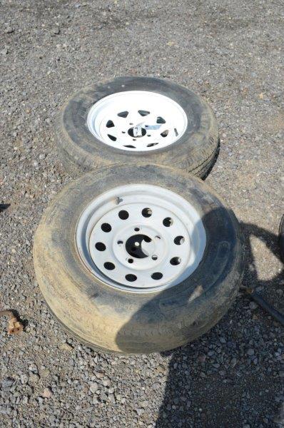3- misc trailer tires on rims