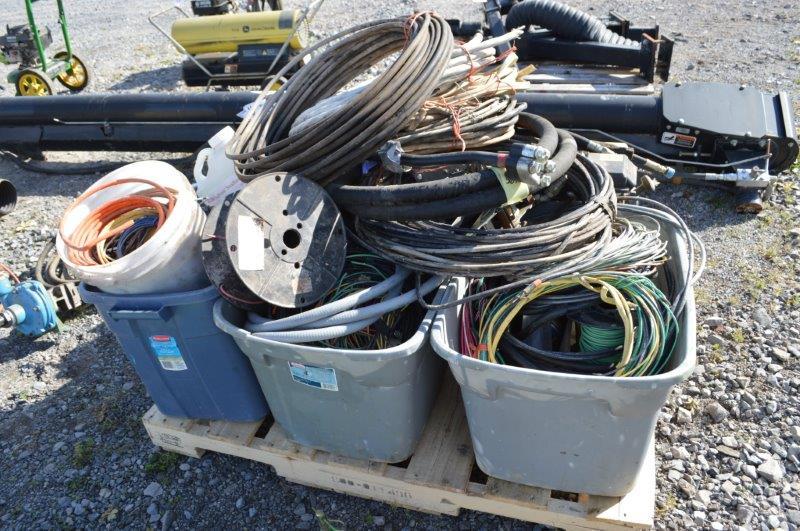 Pallet of misc wire and pumps and misc