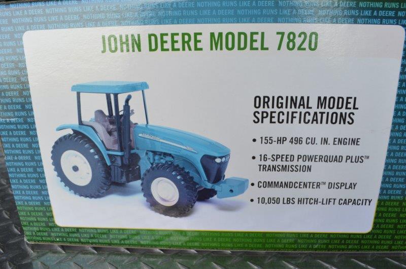 JD 7820 tractor, die-cast metal replica, new in box