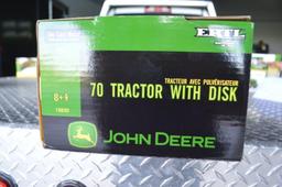 JD 70 tractor w/ disc, die-cast metal replica, new in box