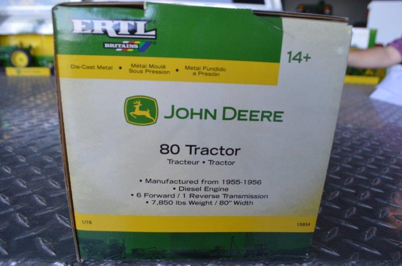 JD 80 tractor, die-cast metal replica, new in box