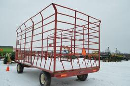 Ez Trail 9'x18' steel, kicker hay wagon on 8 ton wide running gear