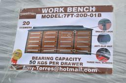 Steelman 7' 20 drawer work bench (new)
