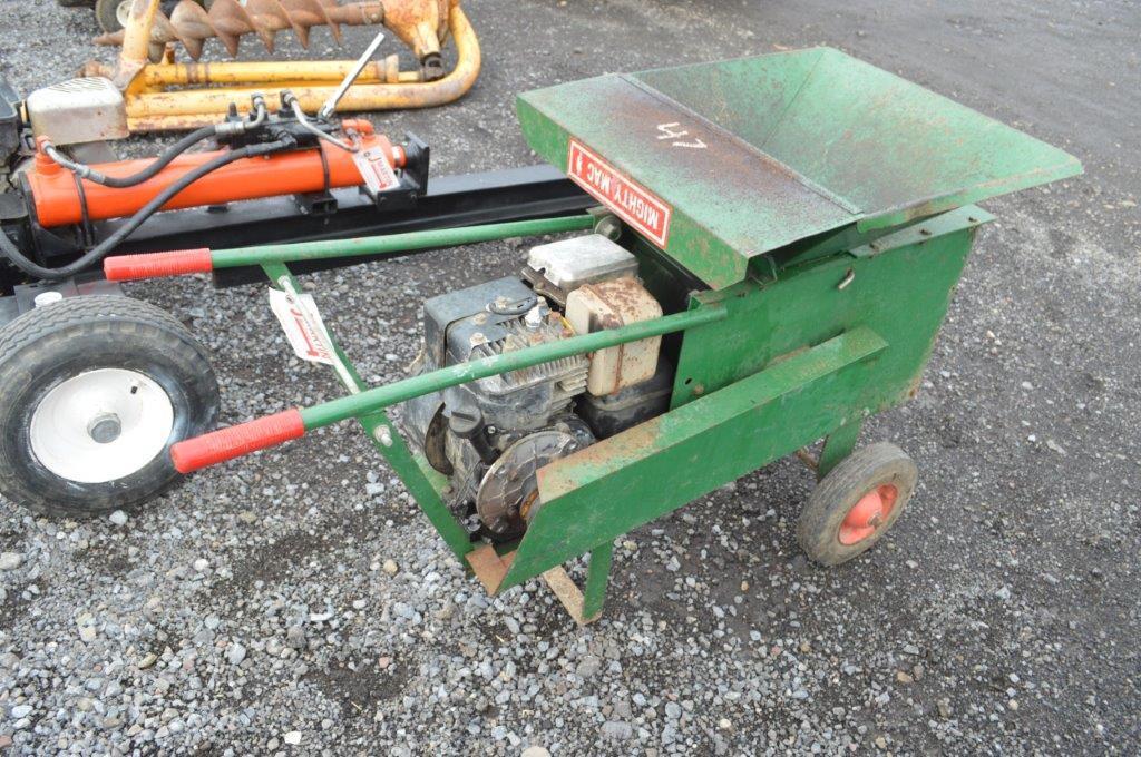 Mighty Mac wood chipper, 8.5'' thoat, 5hp