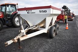 Field Gymmy Spinner 550 fert spreader w/ tandem axle, tarp, 5 ton, double spinner