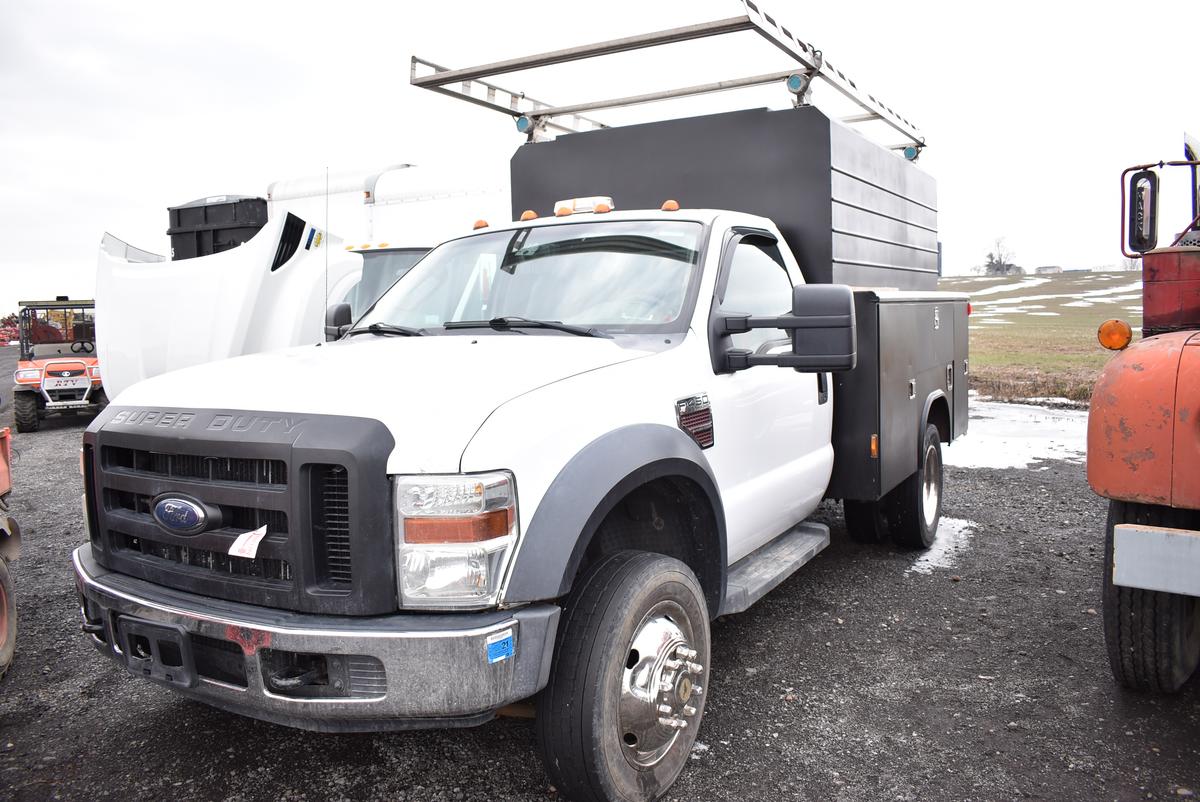 '08 Ford F450 XL service truck w/ 251,921mi, 6.4L diesel engine, 9' Reading Classic II service box w