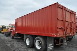 '76 Int. Loadstar 1800 grain truck w/ 20' grain box & door, 446 gas engine, 5spd trans w/2spd rear,