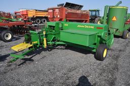 JD 348 small square baler w/ drop chute, string tie, hyd tongue, hyd bale tension, (controls in offi