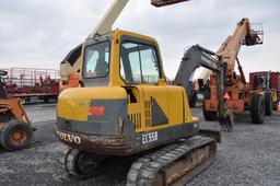 Volvo EC55B excavator w/ 4493hrs, CP 17'' digging bucket, 2spd, front blade, 16'' rubber tracks (sti