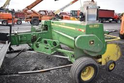 JD 346 sm sq baler w/ wire tie, acid applicator, sells w/ Hoelscher accumulator (one owner)