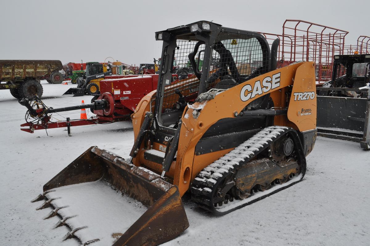 Case TR270 skid loader w/ 982hrs, aux hyd w/ highflow, 2spd, rubber 12''  tracks, manual quick att s