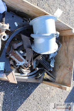 Crate of anhydrous applicator parts and grain leg elbows