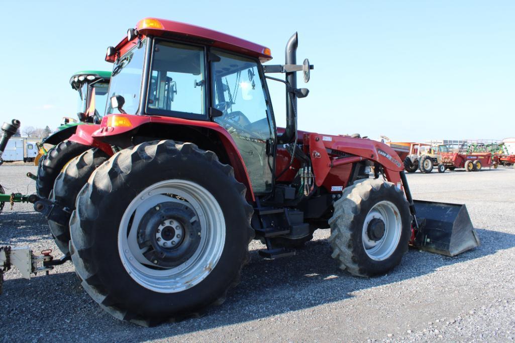 CIH MXM130 tractor w/ CIH LX146 quick att loader w/ 7' material bucket