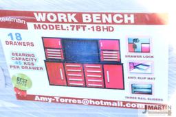 Steelman 7' 18 drawer workbench (red)