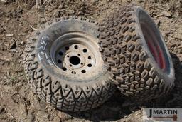 1- 23x10.50-12 Tire on 4 bolt rim (new) & 1- Carlisle 25x10.50-12 tire on 4 bolt rim (new)