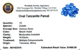 16.63 ctw Oval Mixed Tanzanite Parcel