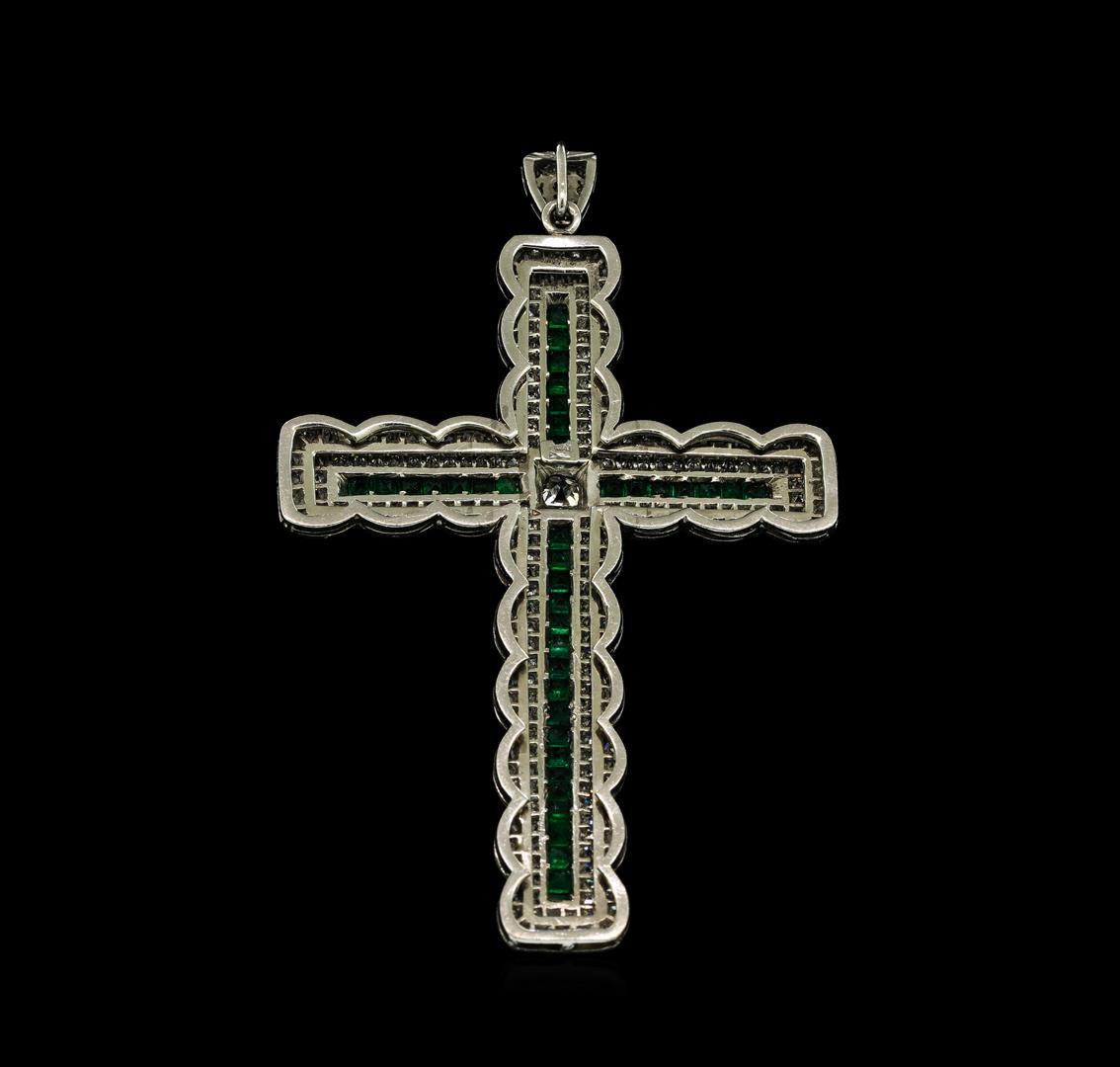 1.52 ctw Emerald and Diamond Pendant - Platinum