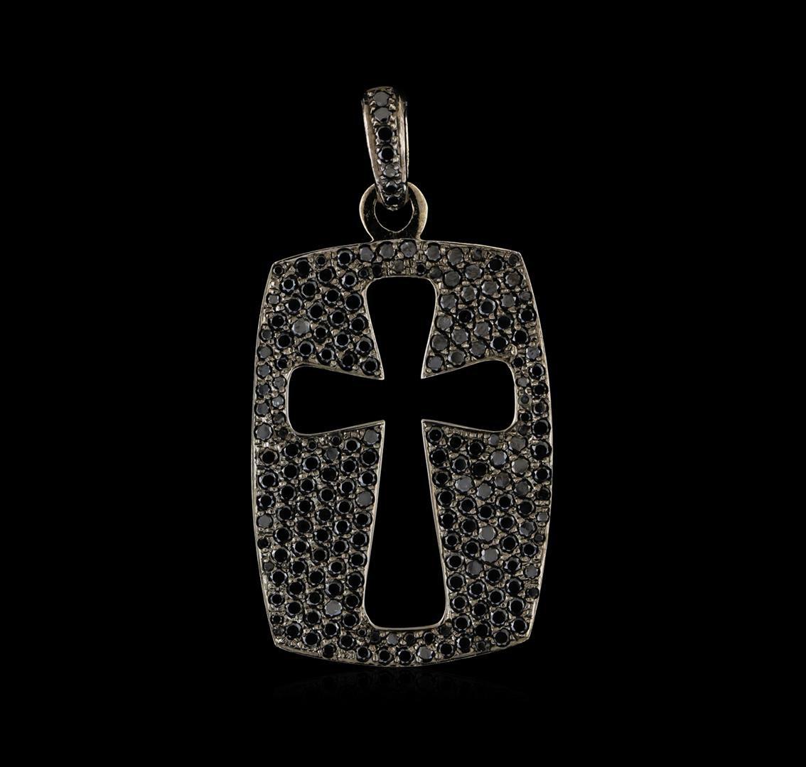 4.30 ctw Black Diamond Cross Pendant - 14KT White Gold