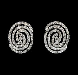 0.85 ctw Diamond Earrings - 14KT White Gold
