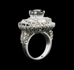 7.14 ctw Black Diamond Ring - 14KT White Gold