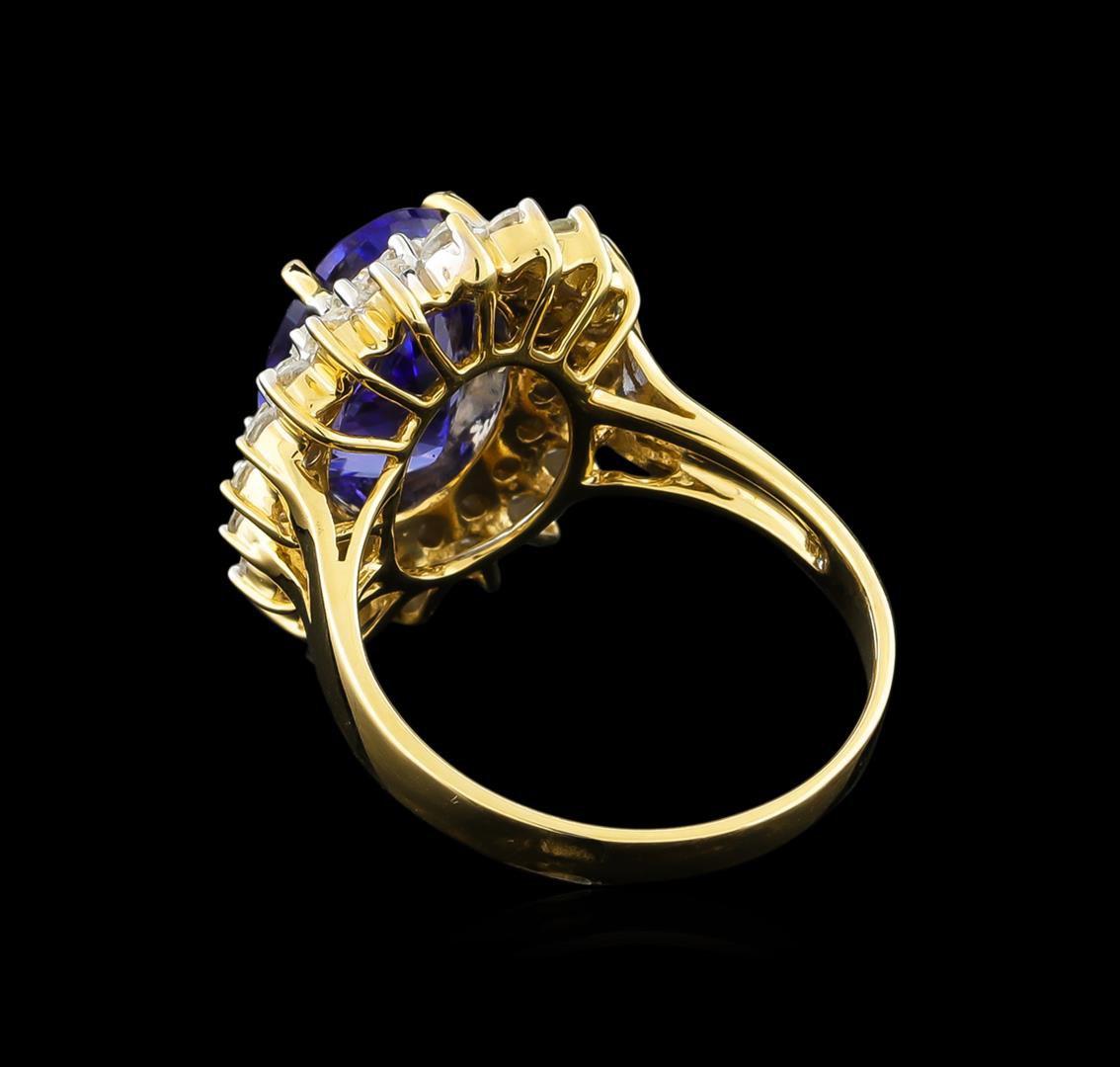 14KT Yellow Gold 4.07 ctw Tanzanite and Diamond Ring