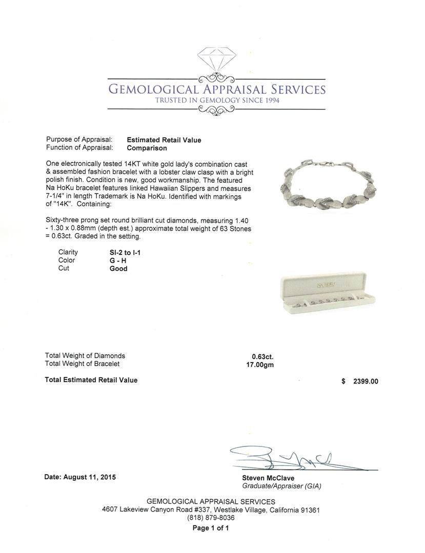 0.63 ctw Diamond Bracelet - 14KT White Gold