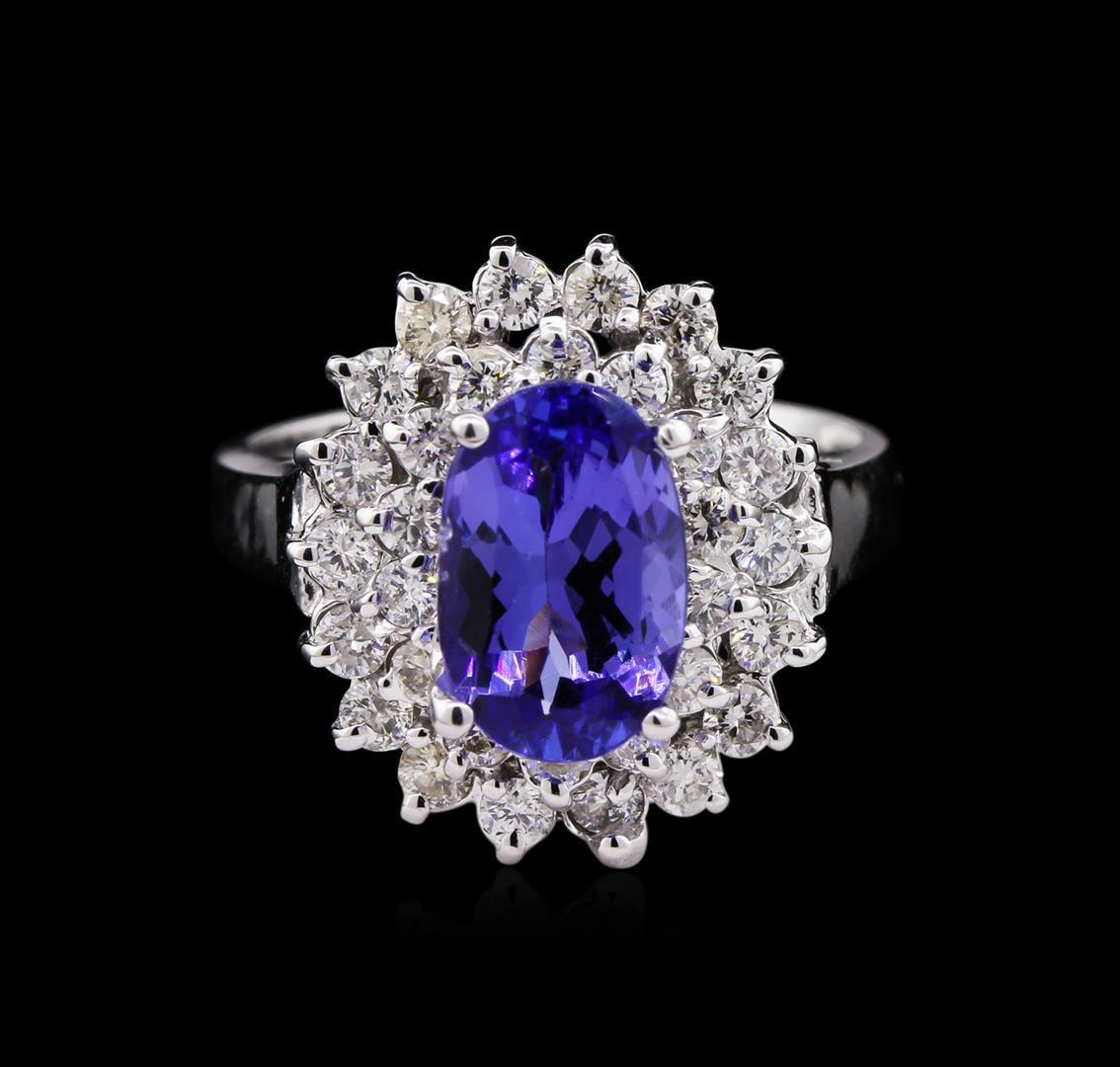 2.04 ctw Tanzanite and Diamond Ring - 14KT White Gold