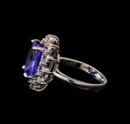 5.6 ctw Tanzanite and Diamond Ring - 14KT White Gold