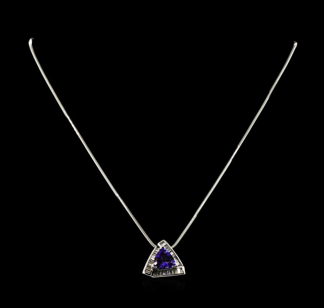 2.46 ctw Tanzanite and Diamond Pendant With Chain - 14KT White Gold