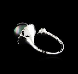 0.63 ctw Pearl and Diamond Ring - 14KT White Gold