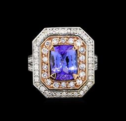 14KT Rose and White Gold 3.10 ctw Tanzanite and Diamond Ring