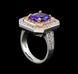 14KT Rose and White Gold 3.10 ctw Tanzanite and Diamond Ring