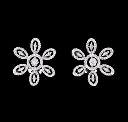 0.99 ctw Diamond Flower Burst Earrings - 18KT White Gold